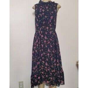 Rebecca Minkoff | Y2K Cottagecore Floral Hi-low Midi Dress  Black XS Fairy